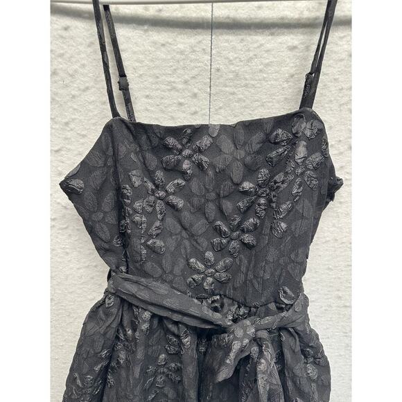 TCEC‎ Black Mini Dress Lacy Witchygoth Rave Spaghetti Strap Y2K Blousy Hem - Picture 3 of 12